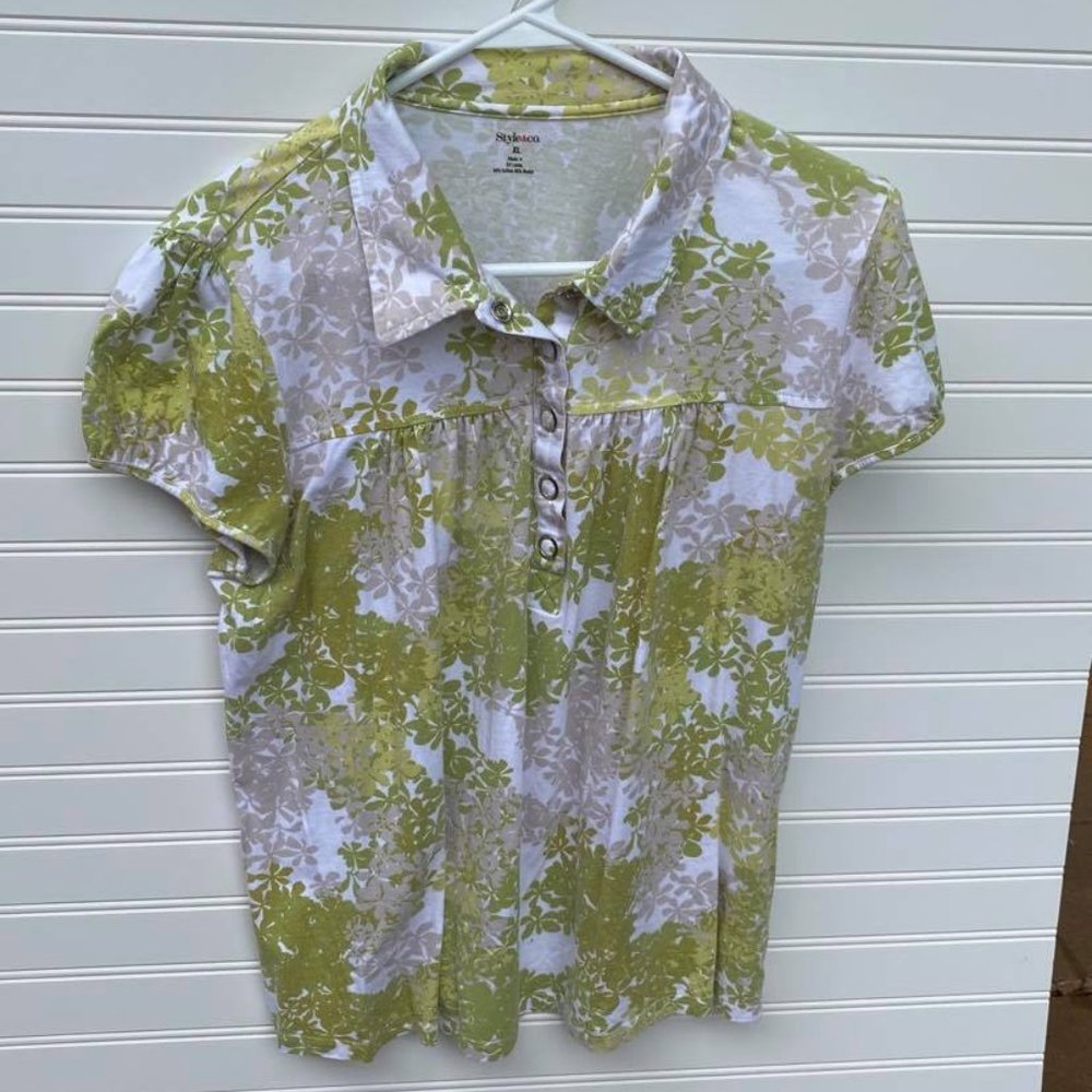 Style & Co Short Sleeve Floral Print Top